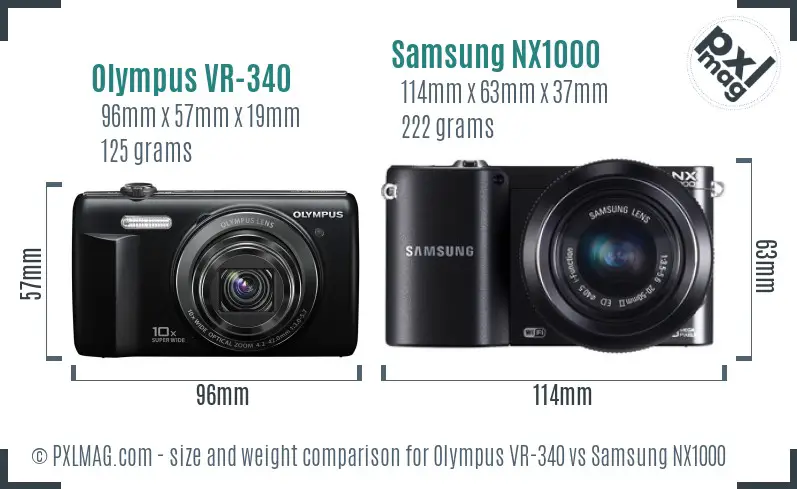 Olympus VR-340 vs Samsung NX1000 size comparison