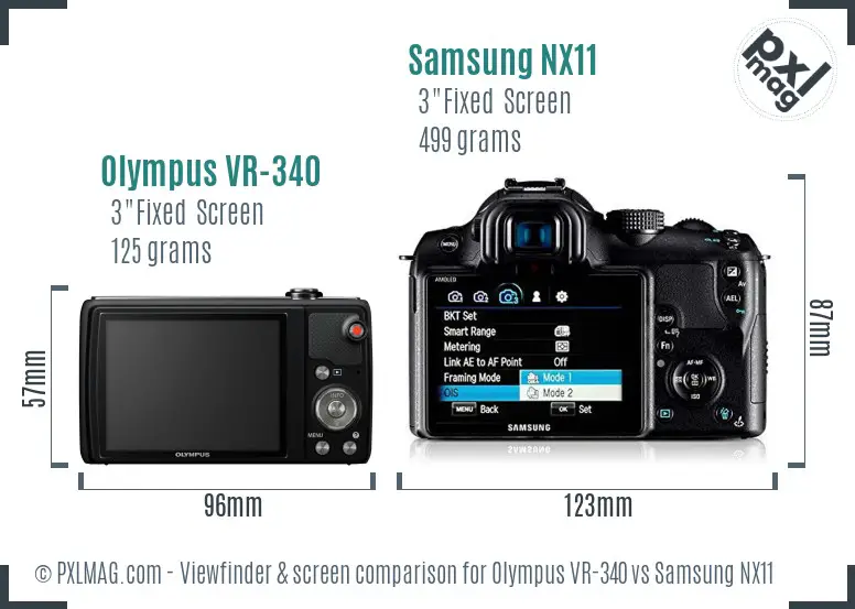 Olympus VR-340 vs Samsung NX11 Screen and Viewfinder comparison