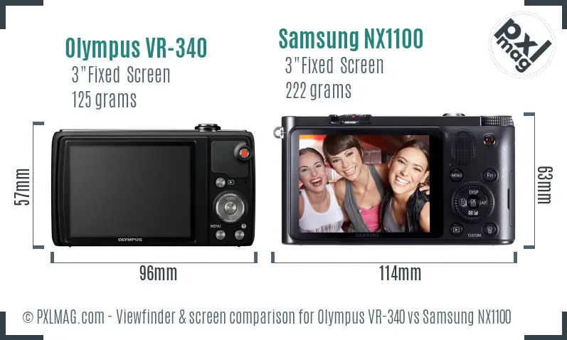 Olympus VR-340 vs Samsung NX1100 Screen and Viewfinder comparison