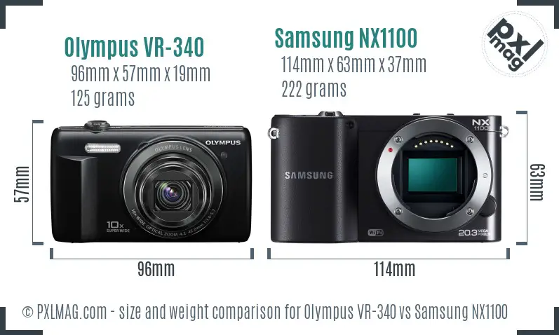 Olympus VR-340 vs Samsung NX1100 size comparison