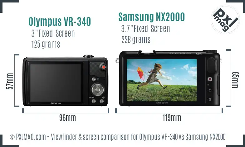 Olympus VR-340 vs Samsung NX2000 Screen and Viewfinder comparison