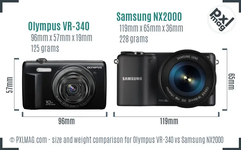 Olympus VR-340 vs Samsung NX2000 size comparison