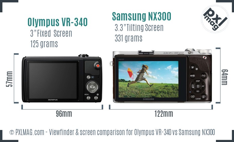 Olympus VR-340 vs Samsung NX300 Screen and Viewfinder comparison