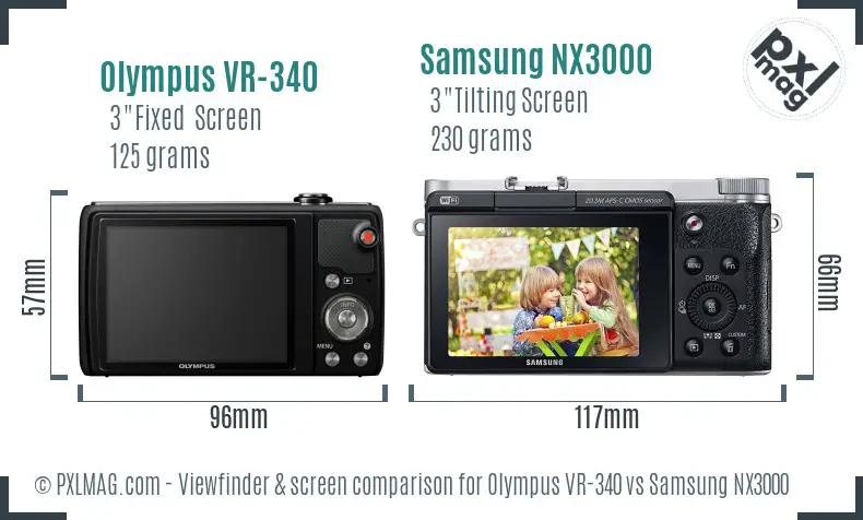 Olympus VR-340 vs Samsung NX3000 Screen and Viewfinder comparison Olympus VR-340 vs Samsung NX3000 Screen and Viewfinder comparison