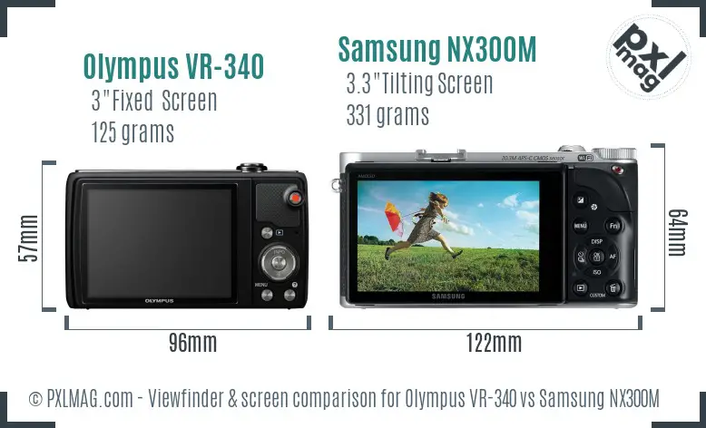 Olympus VR-340 vs Samsung NX300M Screen and Viewfinder comparison