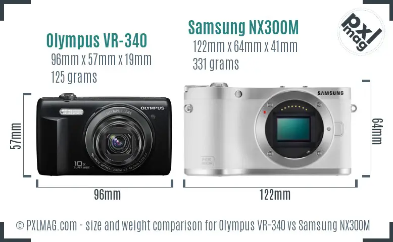 Olympus VR-340 vs Samsung NX300M size comparison