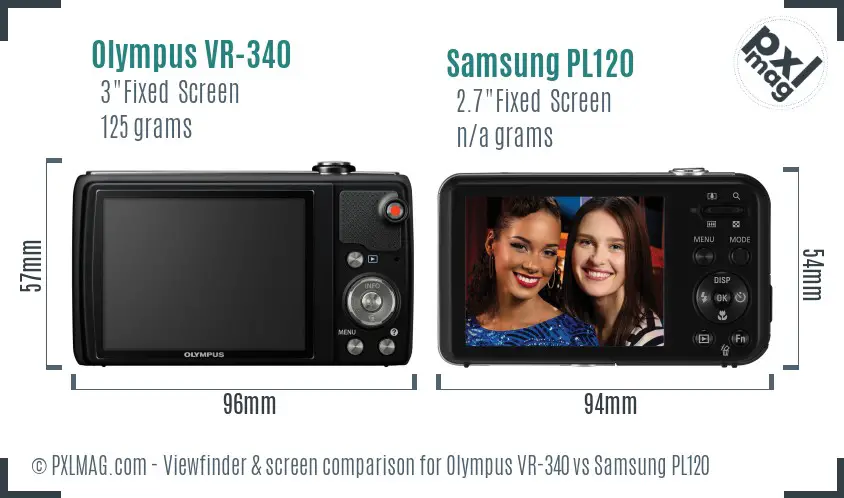 Olympus VR-340 vs Samsung PL120 Screen and Viewfinder comparison Olympus VR-340 vs Samsung PL120 Screen and Viewfinder comparison