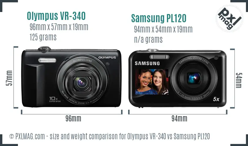Olympus VR-340 vs Samsung PL120 size comparison Olympus VR-340 vs Samsung PL120 size comparison