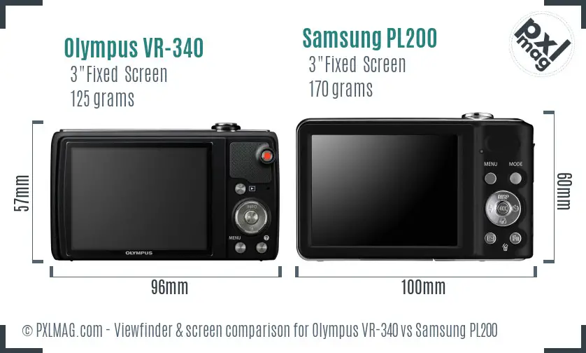 Olympus VR-340 vs Samsung PL200 Screen and Viewfinder comparison Olympus VR-340 vs Samsung PL200 Screen and Viewfinder comparison
