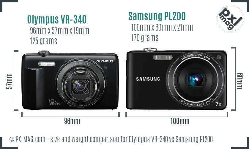 Olympus VR-340 vs Samsung PL200 size comparison Olympus VR-340 vs Samsung PL200 size comparison