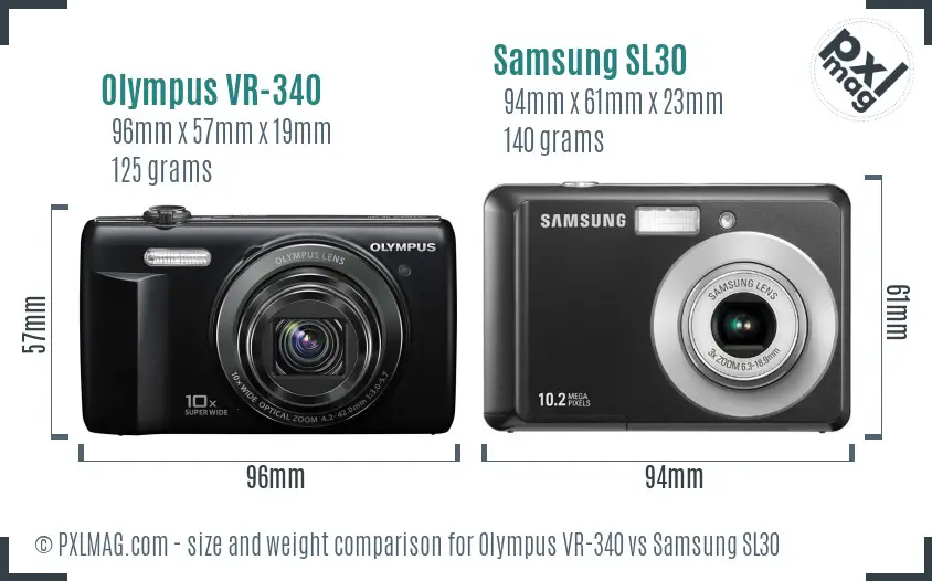 Olympus VR-340 vs Samsung SL30 size comparison