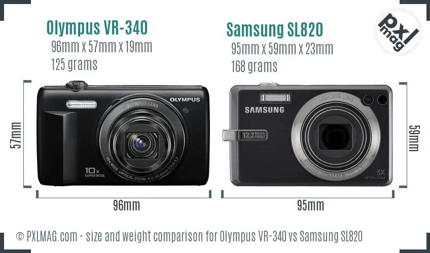 Olympus VR-340 vs Samsung SL820 size comparison