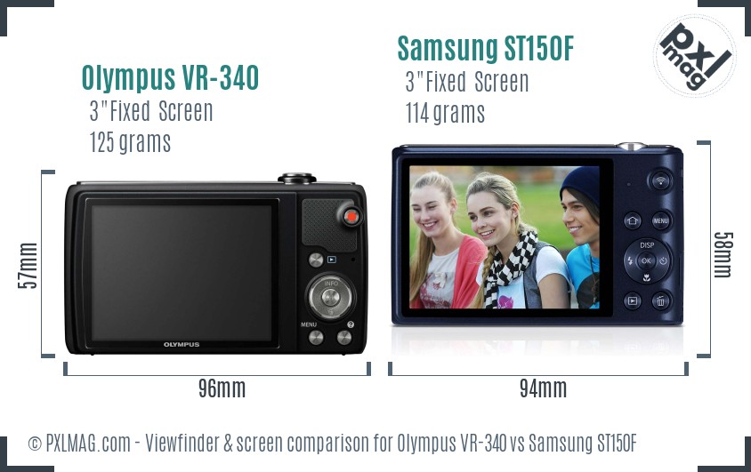 Olympus VR-340 vs Samsung ST150F Screen and Viewfinder comparison