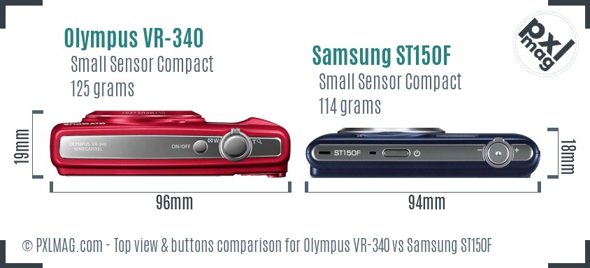 Olympus VR-340 vs Samsung ST150F top view buttons comparison