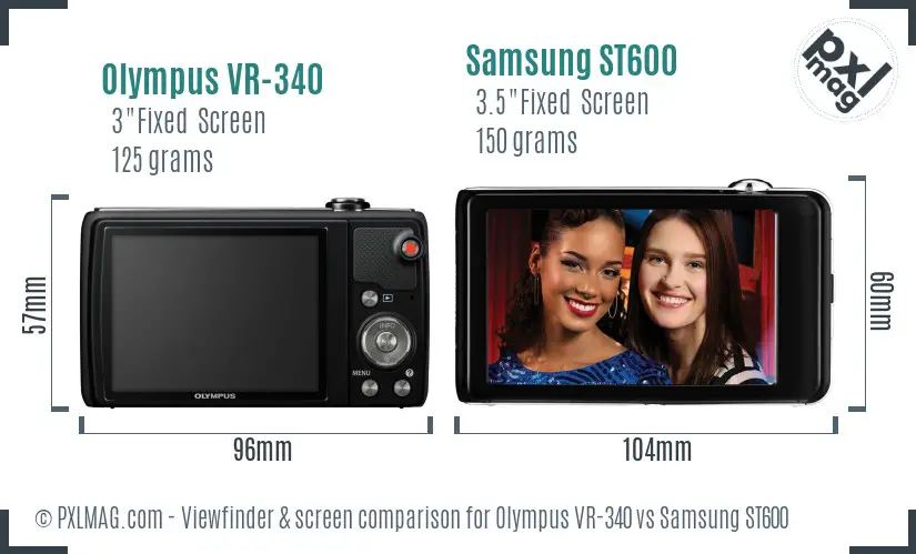 Olympus VR-340 vs Samsung ST600 Screen and Viewfinder comparison