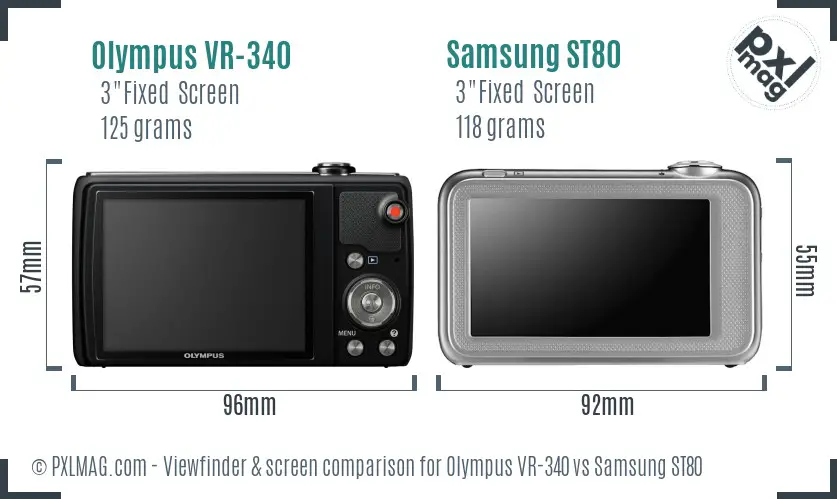Olympus VR-340 vs Samsung ST80 Screen and Viewfinder comparison