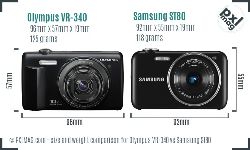 Olympus VR-340 vs Samsung ST80 size comparison