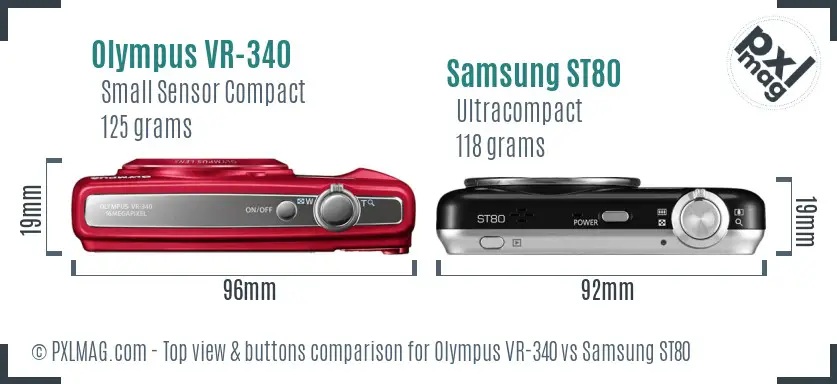 Olympus VR-340 vs Samsung ST80 top view buttons comparison