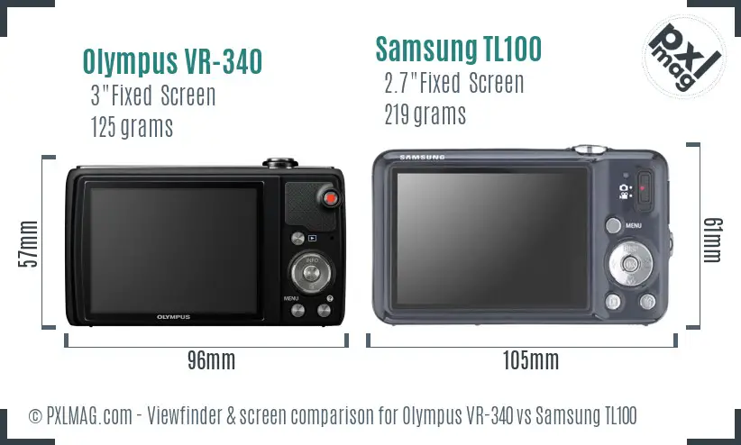 Olympus VR-340 vs Samsung TL100 Screen and Viewfinder comparison Olympus VR-340 vs Samsung TL100 Screen and Viewfinder comparison