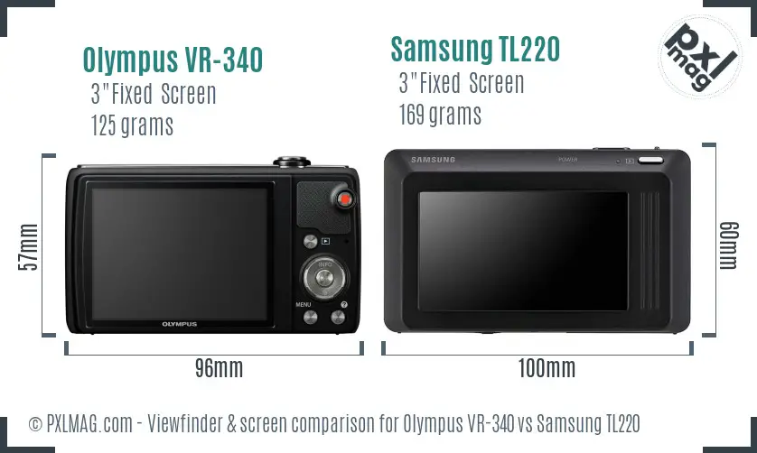 Olympus VR-340 vs Samsung TL220 Screen and Viewfinder comparison