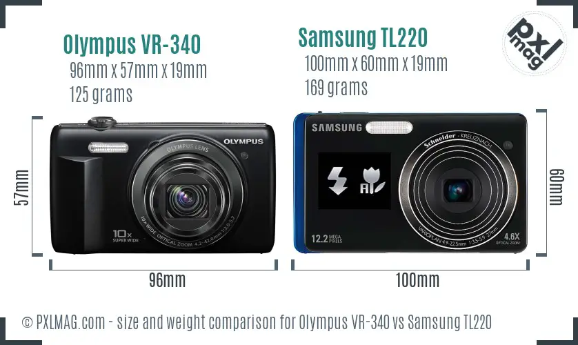 Olympus VR-340 vs Samsung TL220 size comparison