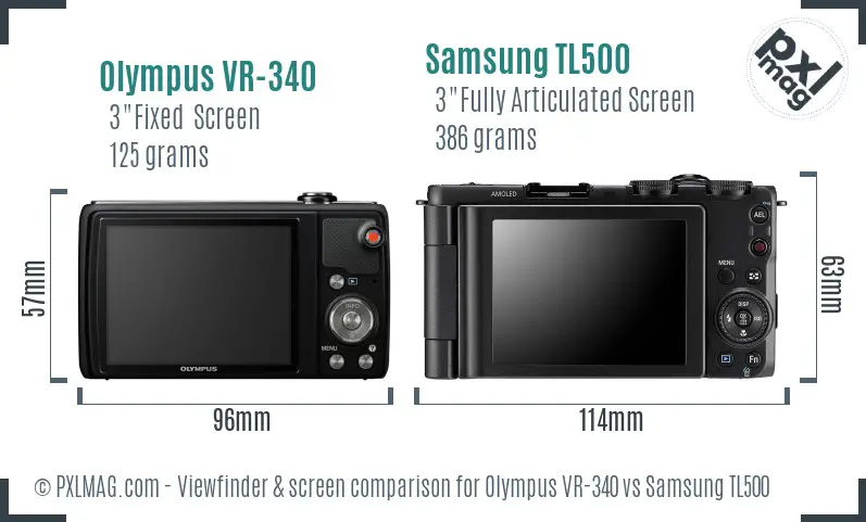 Olympus VR-340 vs Samsung TL500 Screen and Viewfinder comparison