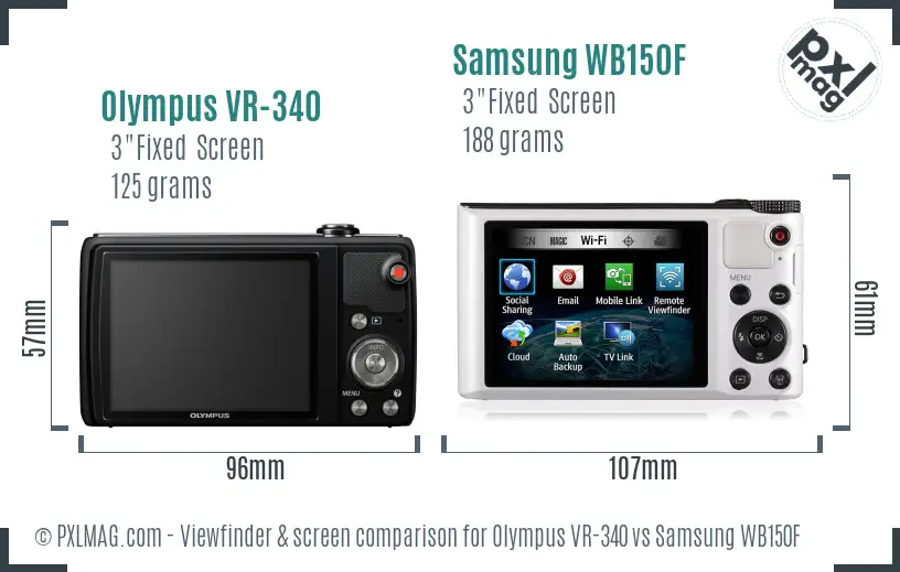 Olympus VR-340 vs Samsung WB150F Screen and Viewfinder comparison Olympus VR-340 vs Samsung WB150F Screen and Viewfinder comparison