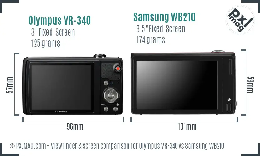 Olympus VR-340 vs Samsung WB210 Screen and Viewfinder comparison