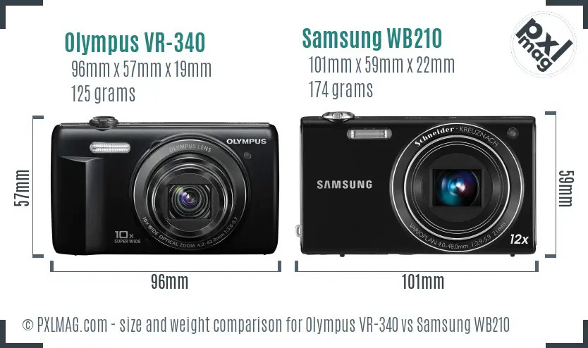 Olympus VR-340 vs Samsung WB210 size comparison