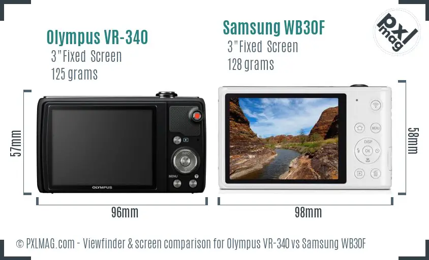 Olympus VR-340 vs Samsung WB30F Screen and Viewfinder comparison
