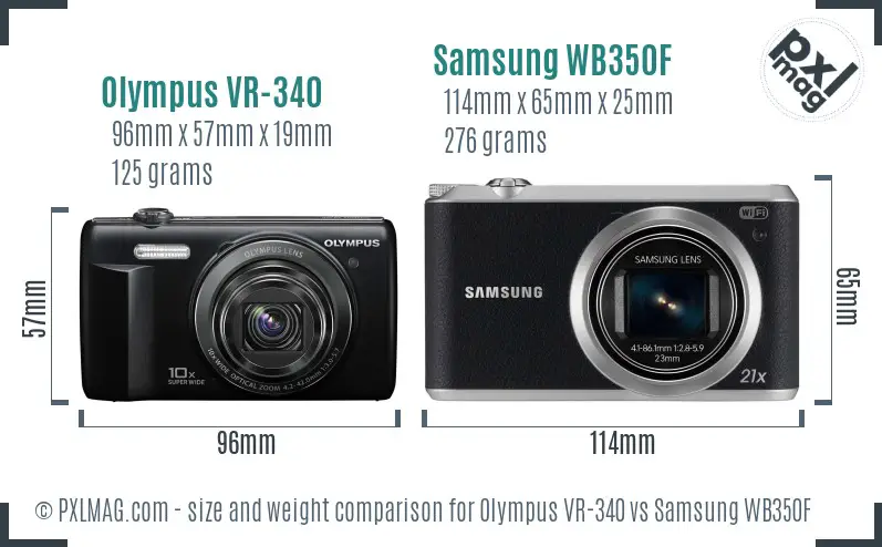 Olympus VR-340 vs Samsung WB350F size comparison Olympus VR-340 vs Samsung WB350F size comparison