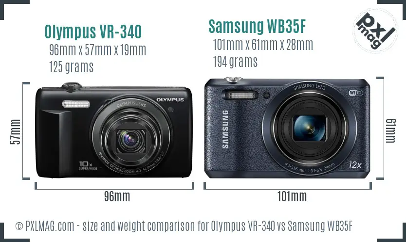Olympus VR-340 vs Samsung WB35F size comparison Olympus VR-340 vs Samsung WB35F size comparison