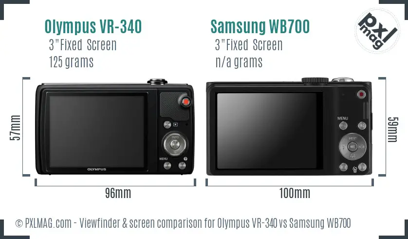 Olympus VR-340 vs Samsung WB700 Screen and Viewfinder comparison