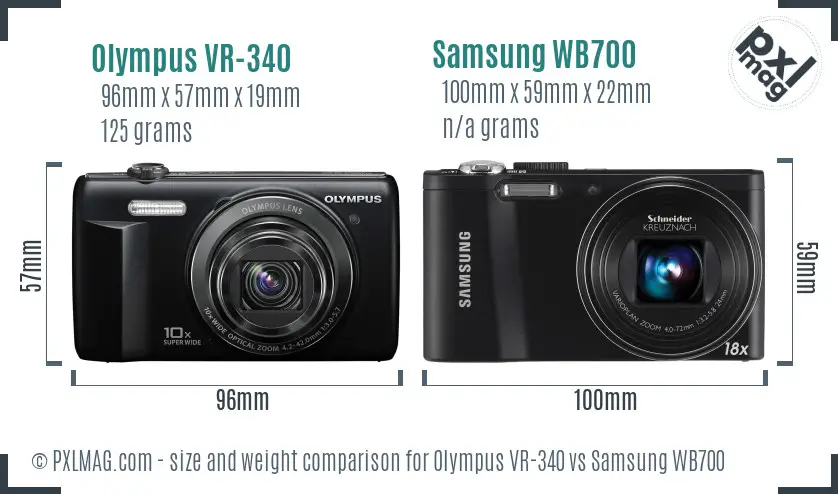 Olympus VR-340 vs Samsung WB700 size comparison