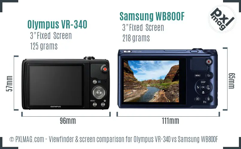 Olympus VR-340 vs Samsung WB800F Screen and Viewfinder comparison Olympus VR-340 vs Samsung WB800F Screen and Viewfinder comparison