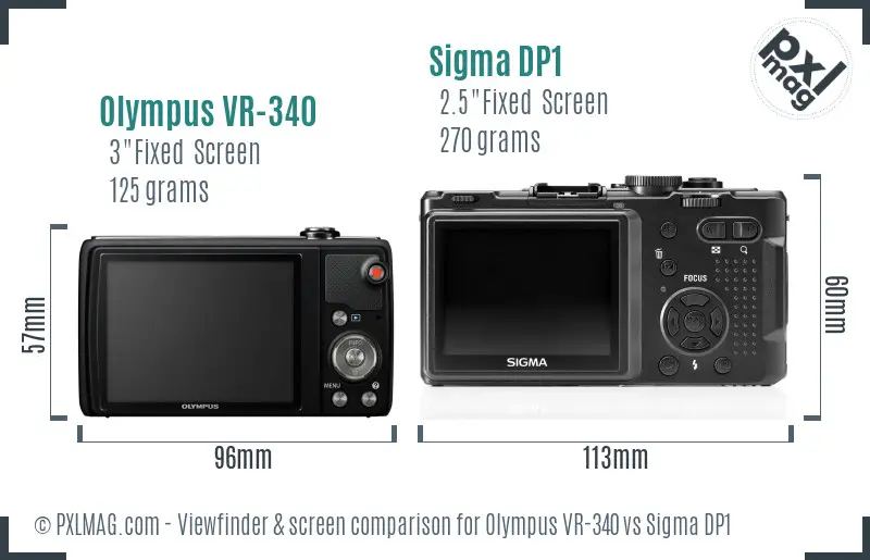 Olympus VR-340 vs Sigma DP1 Screen and Viewfinder comparison