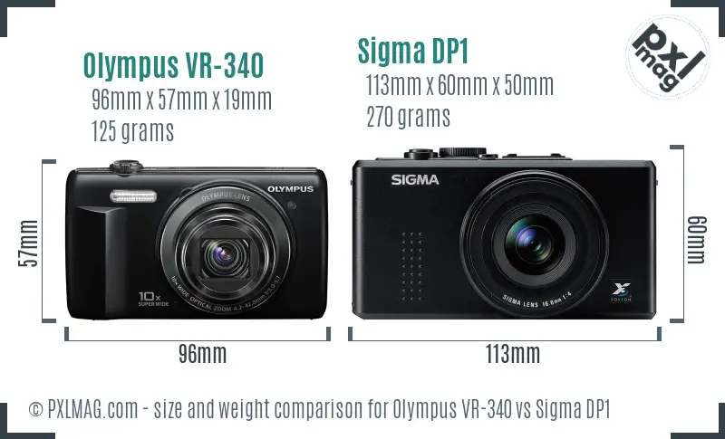 Olympus VR-340 vs Sigma DP1 size comparison