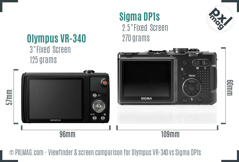 Olympus VR-340 vs Sigma DP1s Screen and Viewfinder comparison