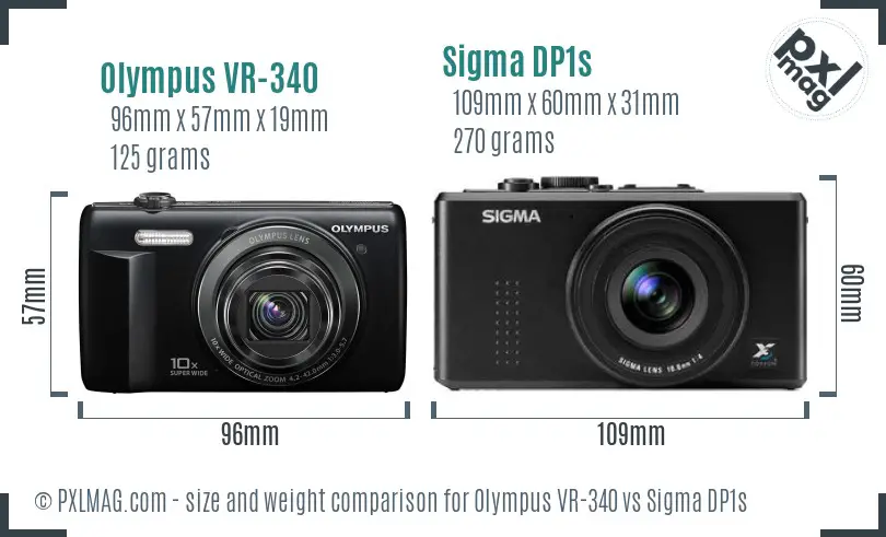 Olympus VR-340 vs Sigma DP1s size comparison