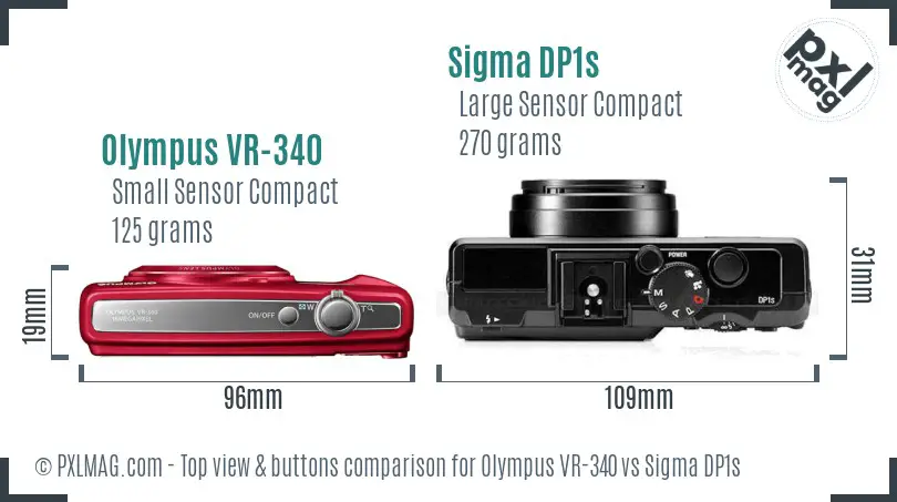 Olympus VR-340 vs Sigma DP1s top view buttons comparison