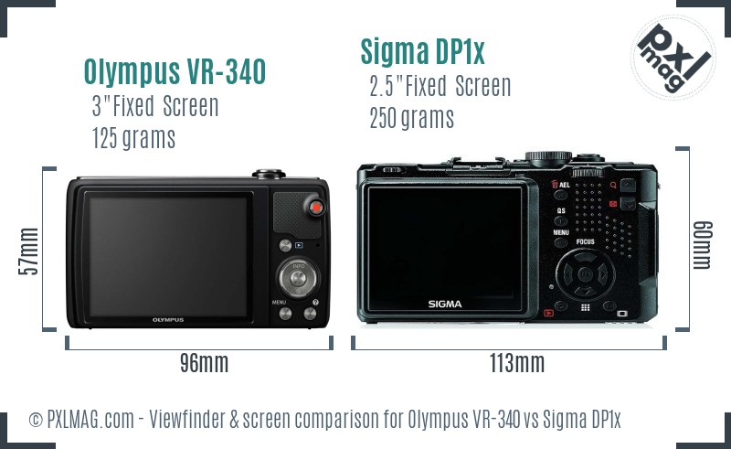 Olympus VR-340 vs Sigma DP1x Screen and Viewfinder comparison