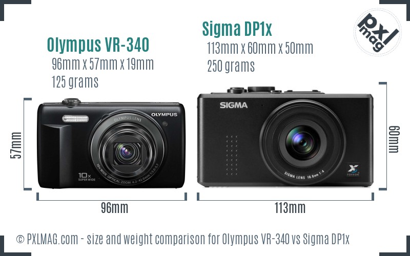Olympus VR-340 vs Sigma DP1x size comparison