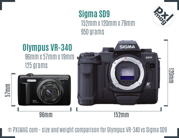 Olympus VR-340 vs Sigma SD9 size comparison Olympus VR-340 vs Sigma SD9 size comparison