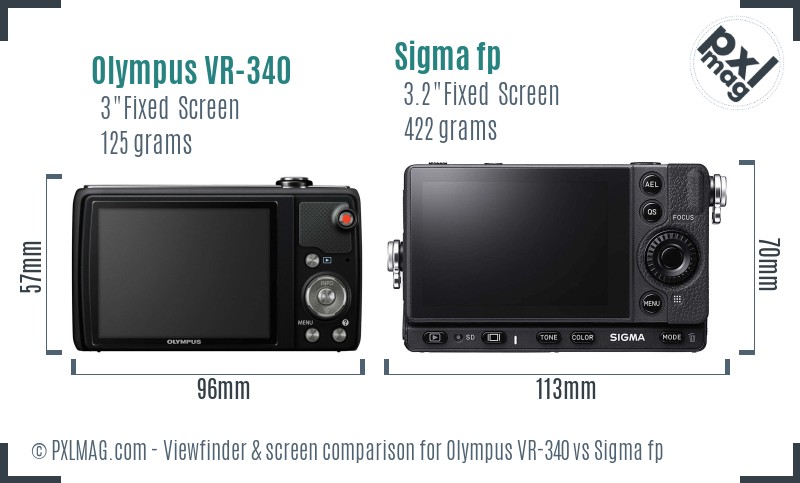 Olympus VR-340 vs Sigma fp Screen and Viewfinder comparison