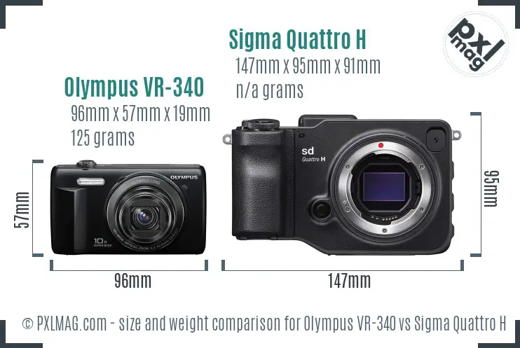 Olympus VR-340 vs Sigma Quattro H size comparison