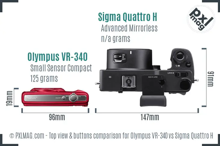 Olympus VR-340 vs Sigma Quattro H top view buttons comparison