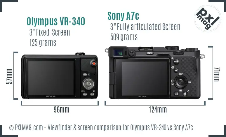 Olympus VR-340 vs Sony A7c Screen and Viewfinder comparison