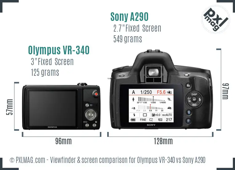 Olympus VR-340 vs Sony A290 Screen and Viewfinder comparison