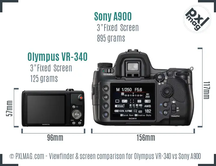 Olympus VR-340 vs Sony A900 Screen and Viewfinder comparison