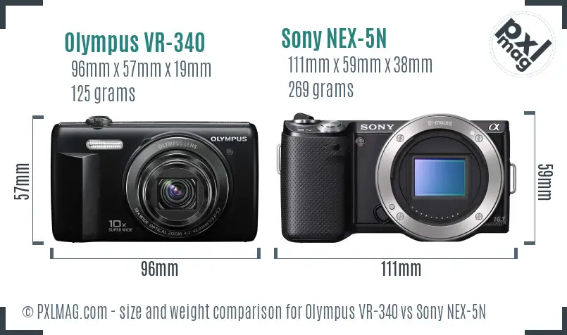 Olympus VR-340 vs Sony NEX-5N size comparison